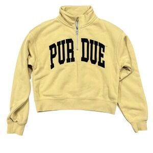 NWT Purdue Boilermakers Quarter Zip Cropped Sweatshirt Womens Small Yellow NCAA
